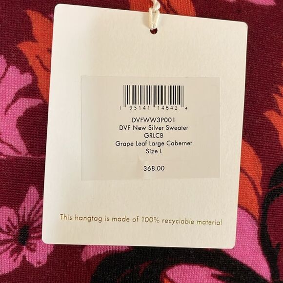 DIANE VON FURSTENBERG New Silver Wool Sweater | size L | NWT - Picture 8 of 11